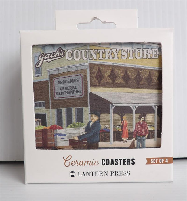 Jacks Storefront Image Ceramic Coasters Set of 4