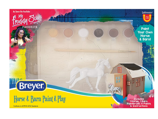 Build, paint, and play! This fun, new playset features an easy-to-build, 11-piece wood barn that requires no tools or glue! Just slide the tabs into the slots and you've got yourself a barn. 
