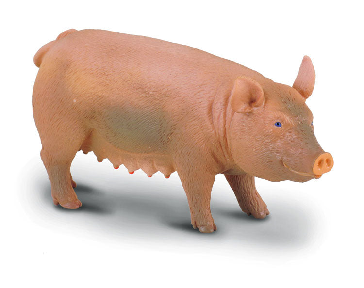 Plastic pink farm pig figurine toy