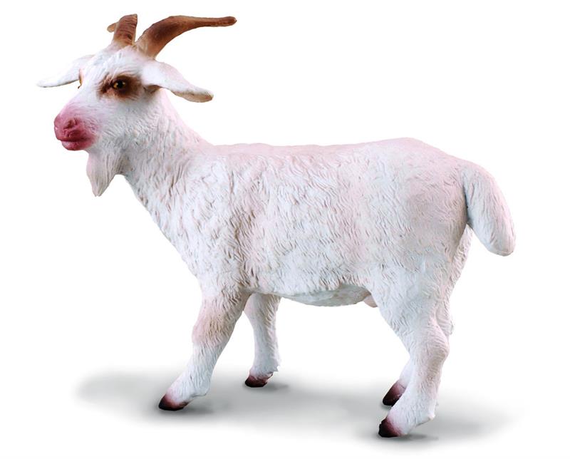 Toy farm goat with horns figurine