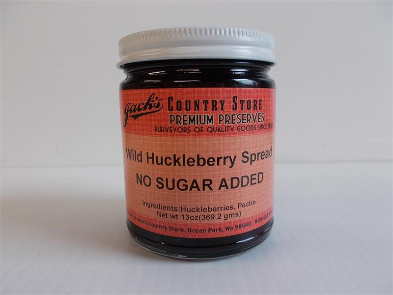 No Sugar Added Wild Huckleberry Preserves 13 ounce jar  Get the taste of our native berry without any added sugar. The ripest, juiciest berries are used to make our no-sugar added spreads so you can still enjoy our premium spreads without feeling guilty.Y