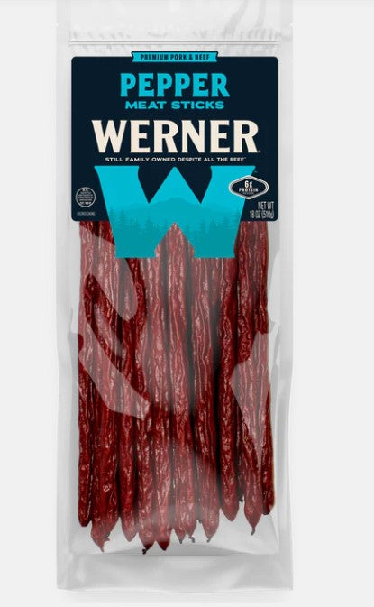 Werner Jerky Pepper Beef/Pork Sticks 12" Length 20 count