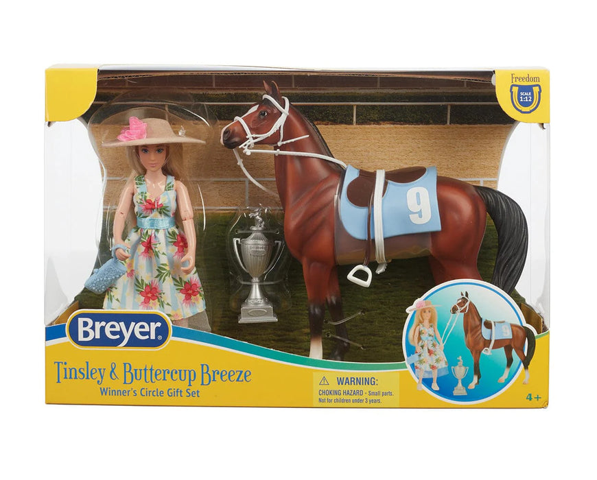 Breyer Freedom Series Tinsley & Buttercup Breeze Thoroughbred Rider & Horse Set - Racing Play Set