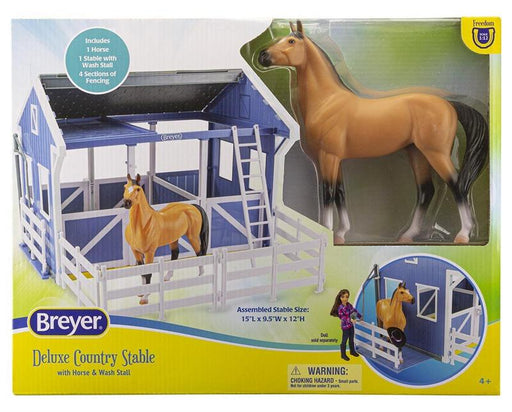 The Deluxe Country Stable with Horse & Wash Stall is the perfect stable to house and care for the horse of your dreams! 