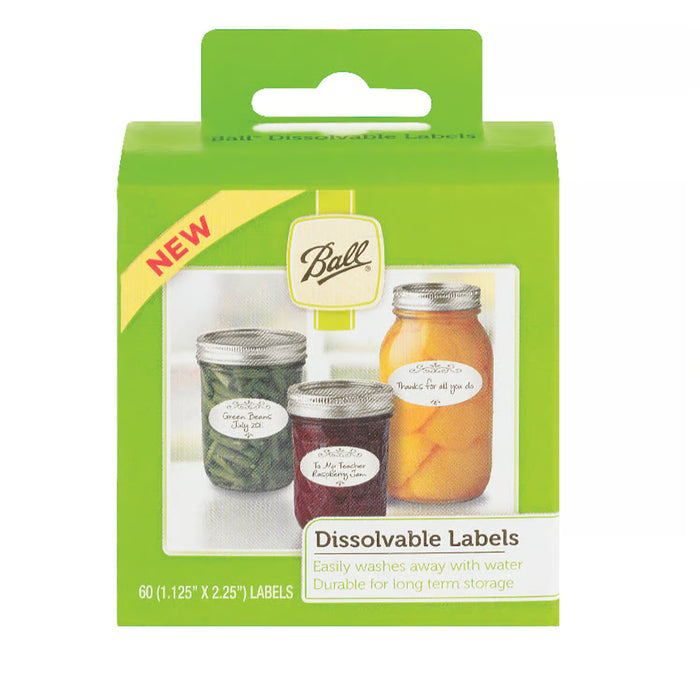 Ball Dissolvable Canning Jar Labels 60-Pack - Easy Peel Organizing Labels