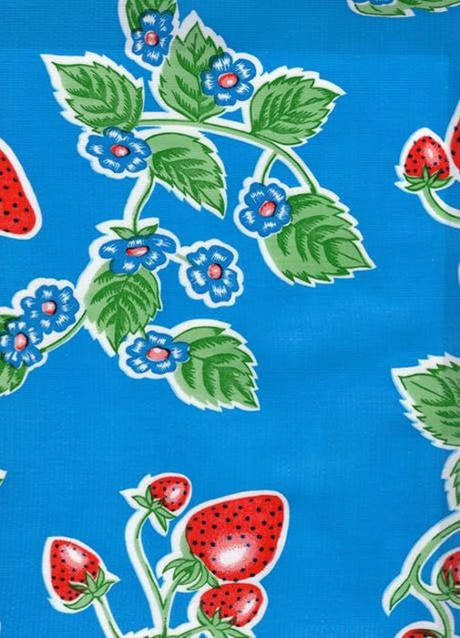 Forever Summer on Royal Blue Oilcloth Fabric Full Bolt - 12 Continuous Yards, 47.5" Wide