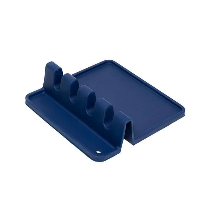 Fox Run Silicone Utensil Drip Holder & Spoon Rest – Navy Blue Countertop Rack