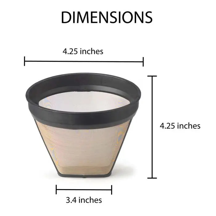 Reusable Coffee Filter Gold Mesh - 2 Cup Cone Filter
