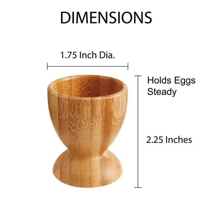 Bamboo Egg Cups Set of 2 - Natural Wood Soft Boiled Egg Holders