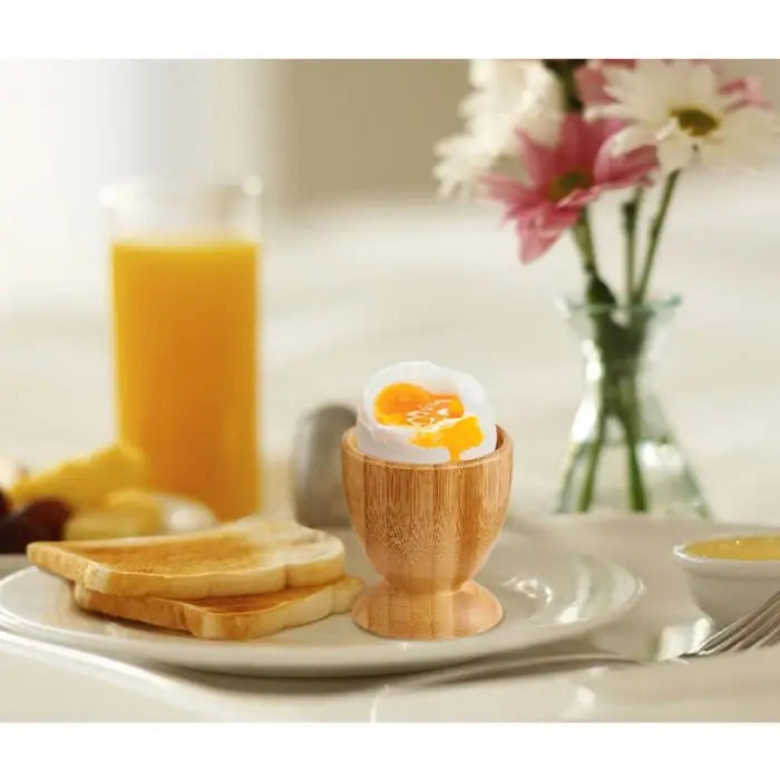 Bamboo Egg Cups Set of 2 - Natural Wood Soft Boiled Egg Holders
