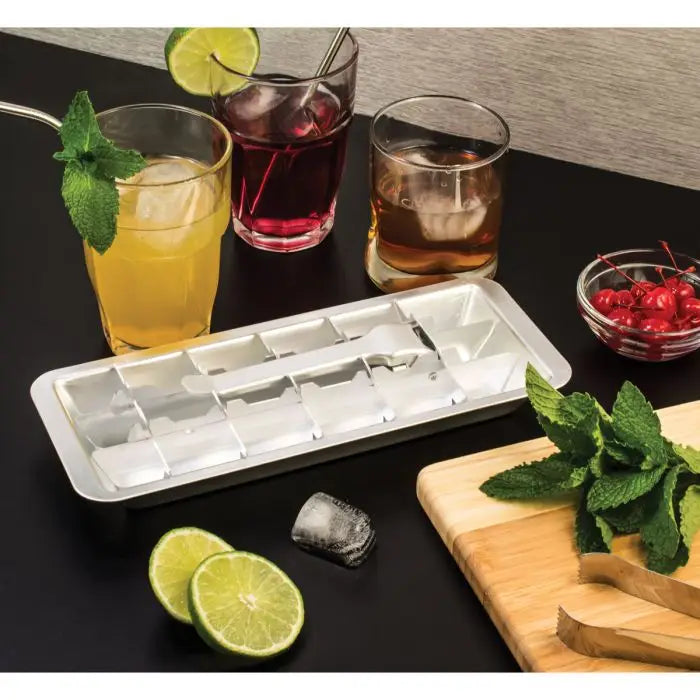 Vintage Ice Cube Tray - Retro Aluminum Lever Release Ice Tray