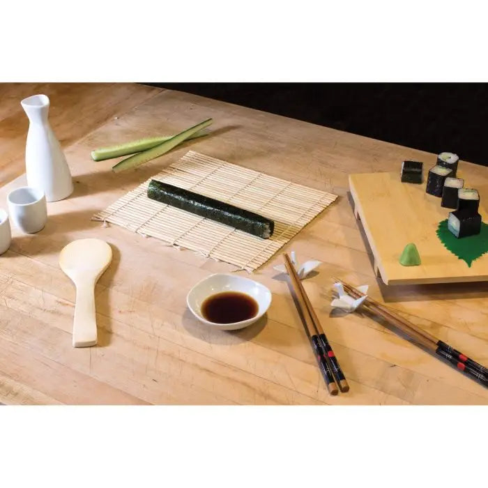 Helen's Asian Kitchen Bamboo Sushi Mat with Paddle - Sushi Rolling Kit