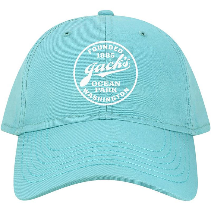 Jack's Country Store Logo Hat - Turquoise Blue Baseball Cap with White Embroidery