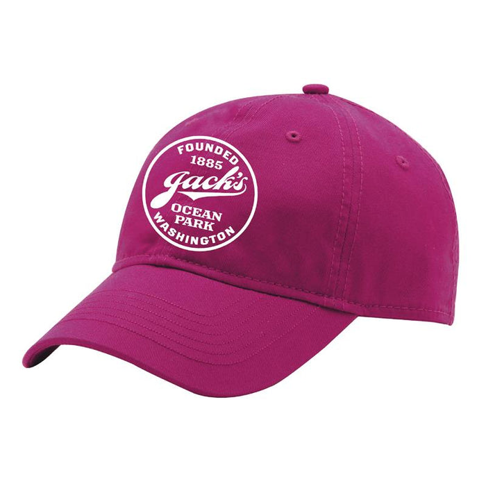 Jack's Country Store Logo Hat - Bright Pink Baseball Cap with White Embroidery