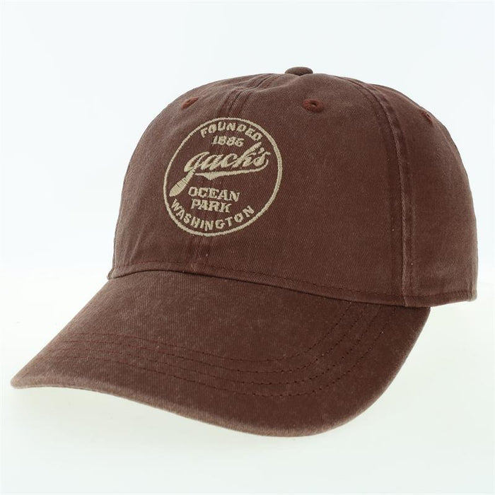 Jack's Country Store Logo Hat - Dark Brown Baseball Cap with Light Tan Embroidery