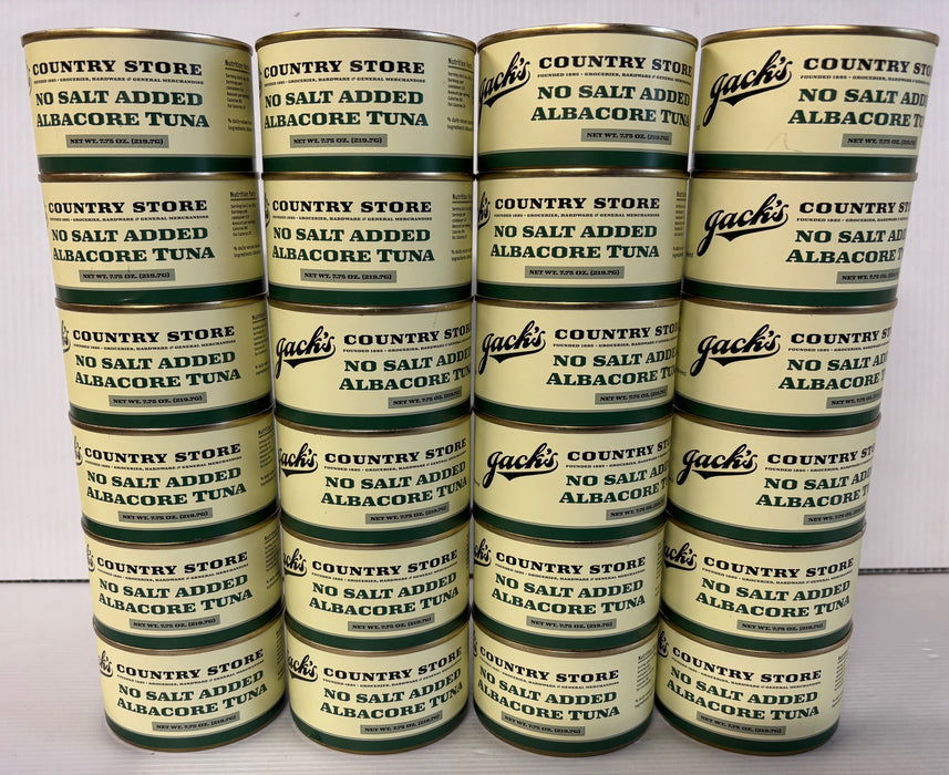 Jack's No Salt Added White Albacore Tuna - Case of 24 Cans (8 oz each), Low Sodium, Wild Caught Bulk