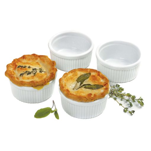 NorPro Porcelain Ramekins Set of 4 - 8 oz White Baking Dishes for Crème Brûlée, Soufflé