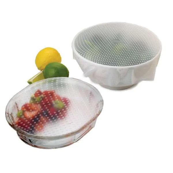 NorPro Silicone Stretch Bowl Covers - 2 Pack Clear Reusable Food Storage Lids