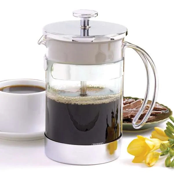 NorPro 6 Cup French Press - Glass Coffee and Tea Maker with Stainless Steel Filter
