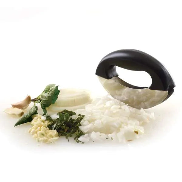 Norpro 578 Stainless Steel Mezzaluna - Double Blade Herb Chopper & Mincer