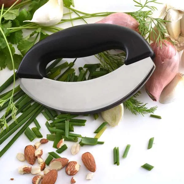 Norpro 578 Stainless Steel Mezzaluna - Double Blade Herb Chopper & Mincer