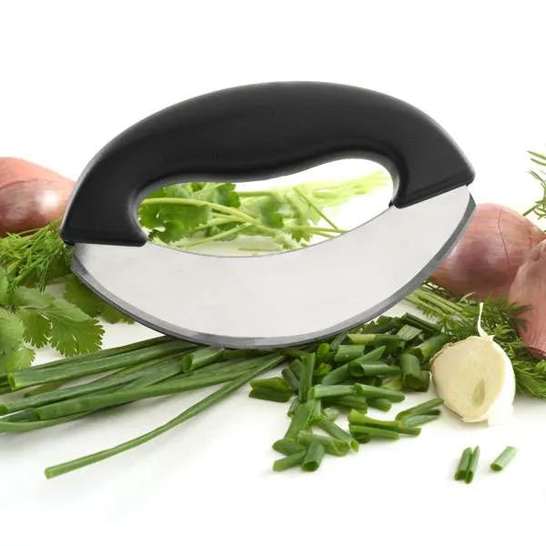 Norpro 578 Stainless Steel Mezzaluna - Double Blade Herb Chopper & Mincer