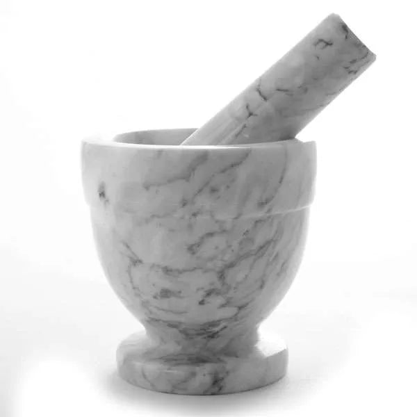 Norpro 695 Natural Marble Mortar and Pestle - 6 Ounce Spice Grinder