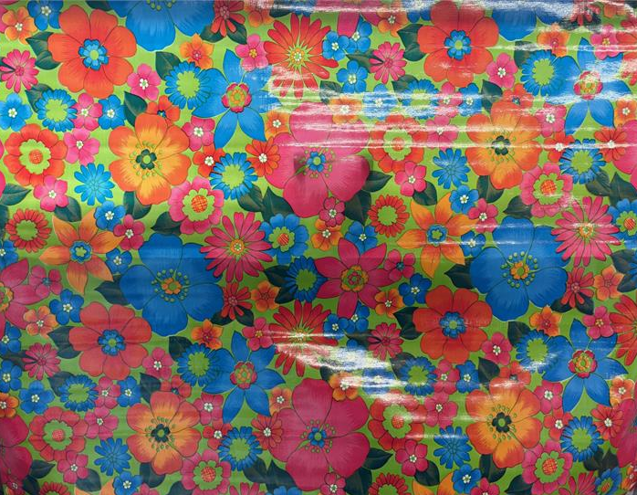 London Floral on Lime Green Oilcloth Fabric Full Bolt - 12 Continuous Yards, 47.5" Wide
