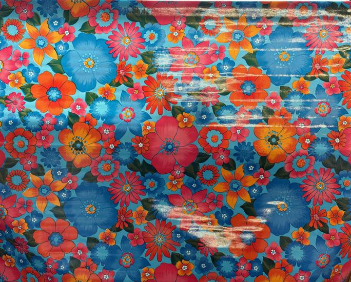 London Floral on Light Blue Oilcloth Fabric Full Bolt - 12 Continuous Yards, 47.5" Wide