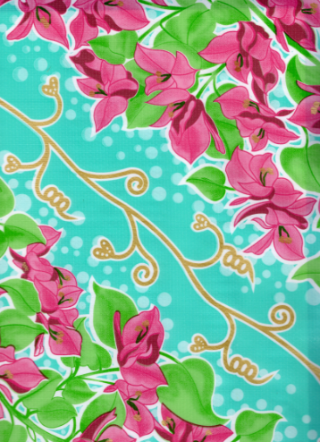 Avalon on Aqua Oilcloth Fabric by the Yard - 47.5" Wide