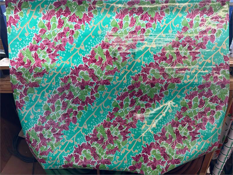 Avalon on Aqua Oilcloth Fabric by the Yard - 47.5" Wide