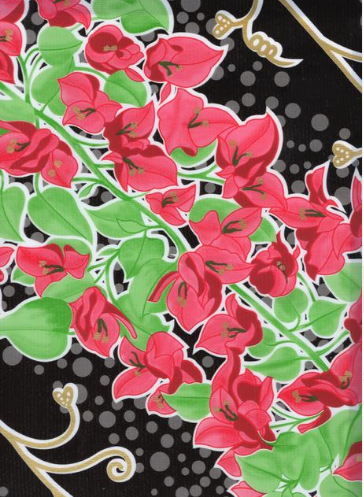 Avalon on Black Oilcloth Fabric by the Yard - 47.5" Wide