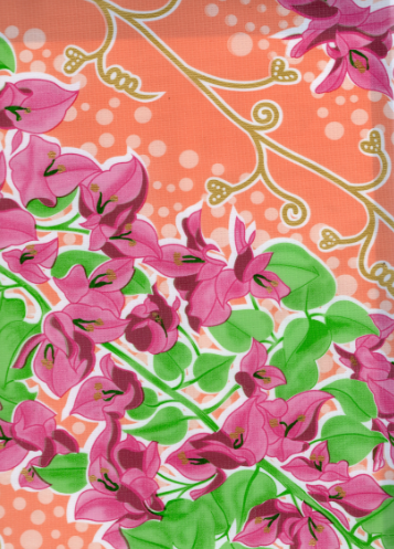 Avalon on Salmon Pink Oilcloth Fabric Full Bolt - 12 Continuous Yards, 47.5" Wide