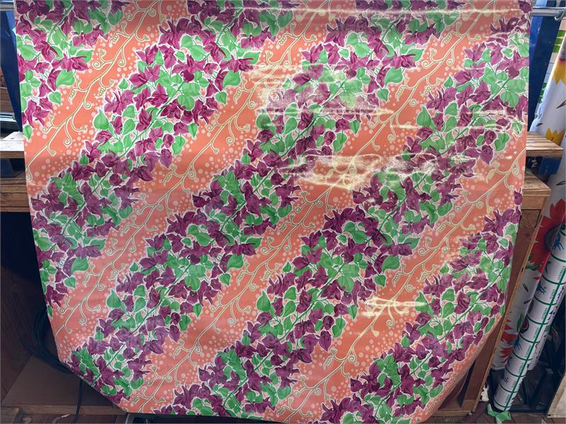 Avalon on Salmon Pink Oilcloth Fabric Full Bolt - 12 Continuous Yards, 47.5" Wide