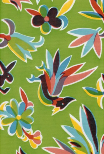Aztec on Lime Green Oilcloth Fabric by the Yard - 47.5" Wide