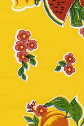 Cane on Yellow Oilcloth Fabric by the Yard - 47.5" Wide