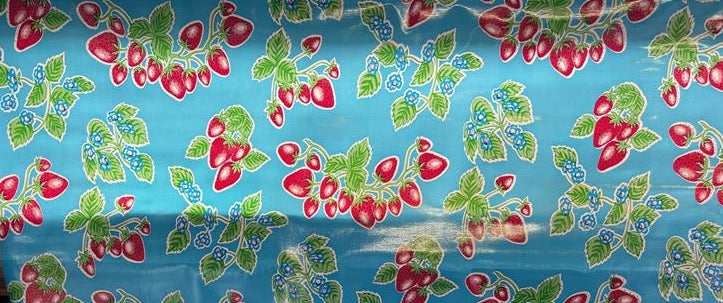 Forever Summer on Blue Oilcloth Fabric Full Bolt - 12 Continuous Yards, 47.5" Wide
