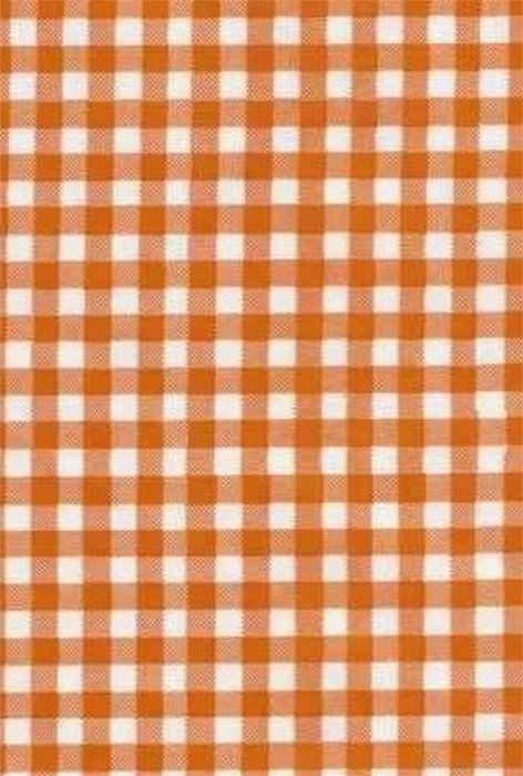 Orange and White Gingham Check Oilcloth Fabric Full Bolt - 12 Continuous Yards, 47.5" Wide