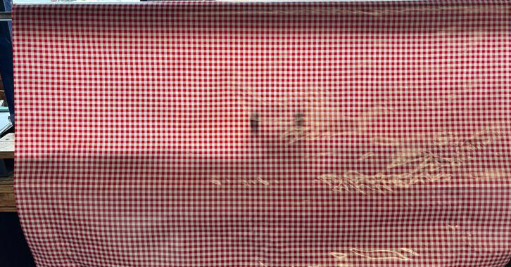 Red and White Gingham Check Oilcloth Fabric by the Yard - 47.5" Wide