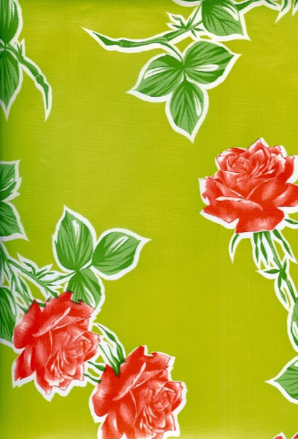 Havana on Lime Green Floral Oilcloth Fabric by the Yard, 47.5" Wide