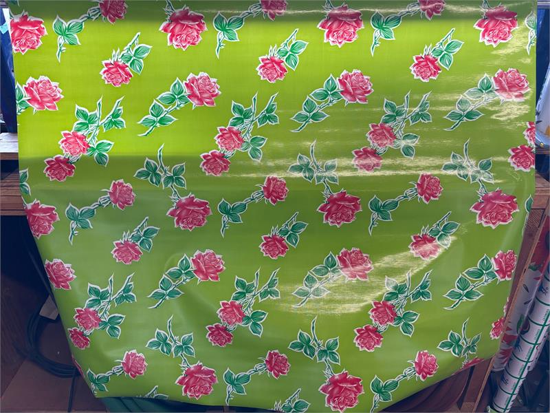 Havana on Lime Green Floral Oilcloth Fabric by the Yard, 47.5" Wide