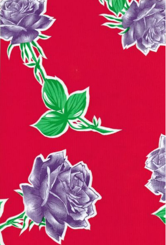 Havana on Red Oilcloth Fabric by the Yard, 47.5" Wide
