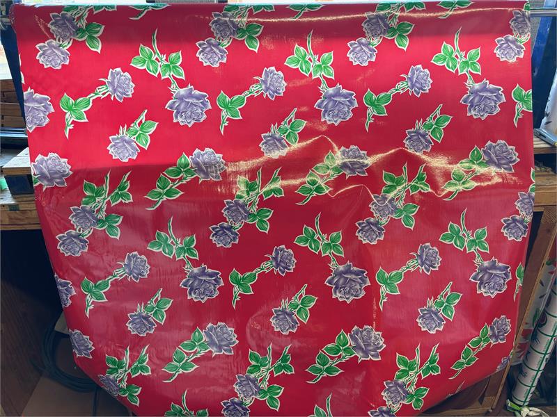 Havana on Red Oilcloth Fabric by the Yard, 47.5" Wide