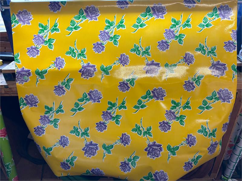 Havana on Yellow Oilcloth Fabric Full Bolt - 12 Continuous Yards, 47.5" Wide