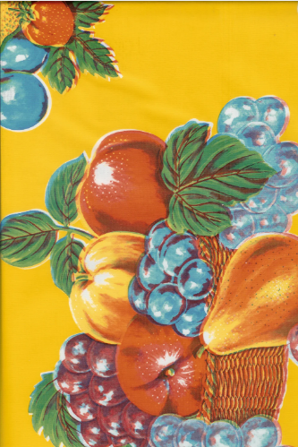 Lemons on Yellow Oilcloth Fabric by the Yard - 47.5" Wide