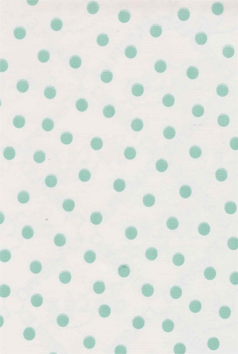 Light Blue Polka Dots on White Oilcloth Fabric Full Bolt - 12 Continuous Yards, 47.5" Wide
