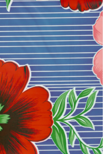 Mali on Blue Oilcloth Fabric by the Yard - 47.5" Wide