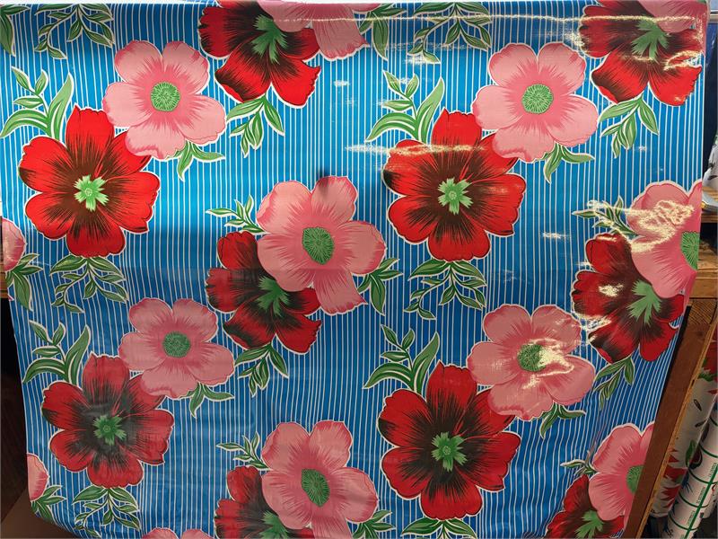 Mali on Blue Oilcloth Fabric by the Yard - 47.5" Wide