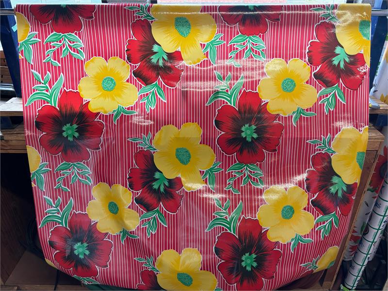 Mali in Red Oilcloth Fabric Full Bolt - 12 Continuous Yards, 47.5" Wide