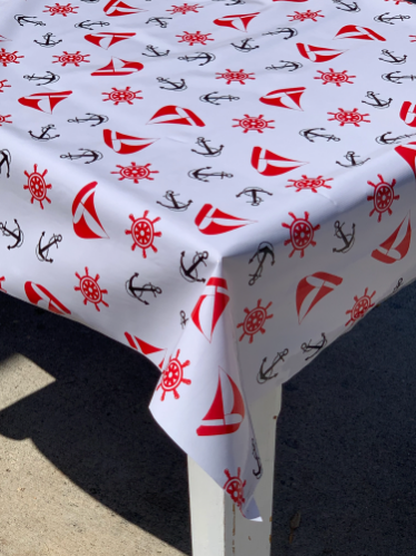 Nantucket in Black Oilcloth Fabric by the Yard, 47.5" Wide